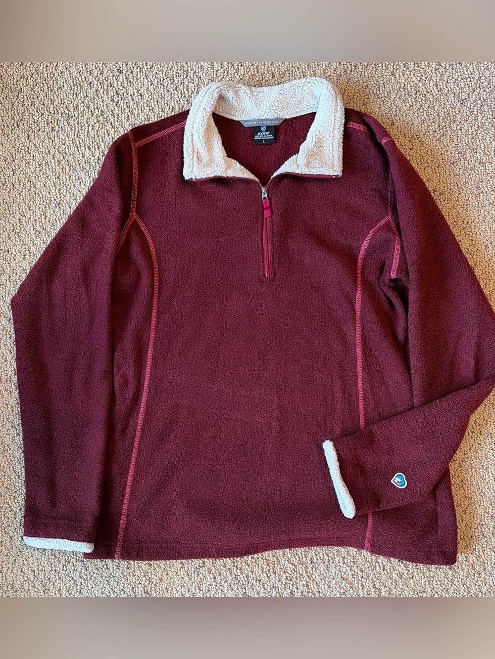 Kuhl Alfpaca Fleece 1/4 Zip Sherpa Pullover Jacket Women L Burgundy Gorp Outdoor